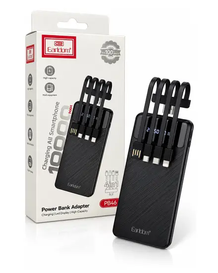 باور بانك 10000 mAh بكابلات مدمجة Earldom PB46